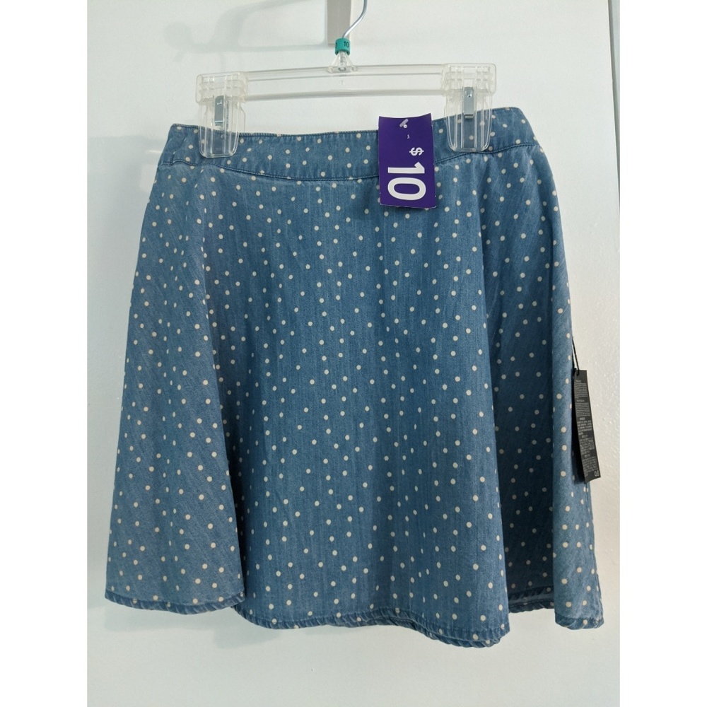 Polka Dot Denim Skirt